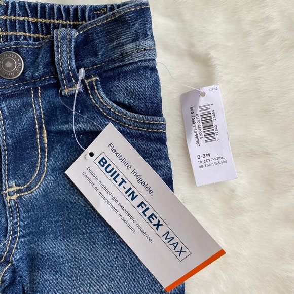 Old Navy Built-in Flex Max Skinny Blue Denim Jeans Stretch Size 0-3 Months - Picture 4 of 5